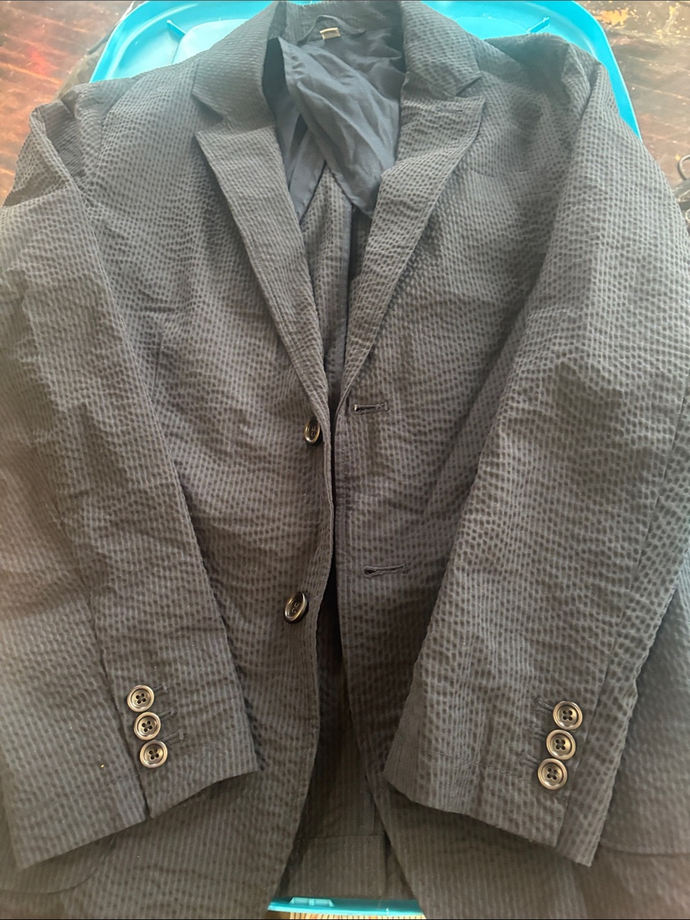 Men’s navy seersucker Blazer Jacket